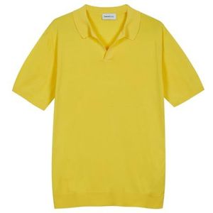 Diana Studio - Gescherd poloshirt van gebreid, zonder knopen, voor heren, 100% katoen, licht, extra gedraaid, korte mouwen, casual pasvorm, Geel, XXL