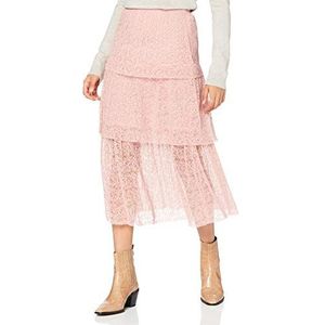 Miss Selfridge Petite Dames Blush Lace gelaagde rok, 10, Blozen, 36
