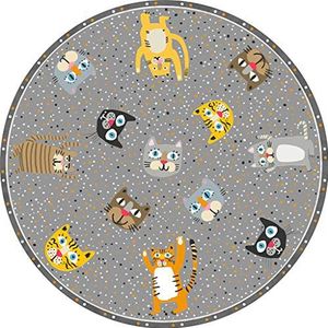 VILBER Kids kindertapijt, vinyl, katten, kleur 55, diameter 78 cm, 2 kleuren en 5 maten