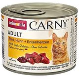 animonda Carny Volwassen kattenvoer, nat voer voor volwassen katten, rund, kip + eendenharten, 6 x 200 g