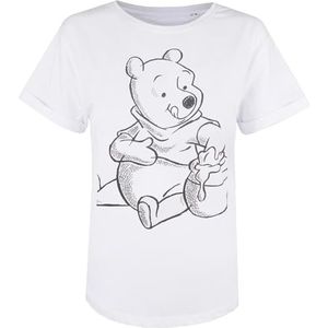 Disney Winnie The Pooh Sketch T-shirt voor dames, Wit (Wit Wit), 34