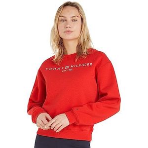 Tommy Hilfiger Dames sweatshirt zonder capuchon, Oranje (Vuurwerk), XXS
