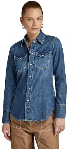 Slim Western Shirt met lange mouwen, Blauw (Faded Noosa Blue D24343-d252-g310), S