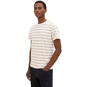 TOM TAILOR Uomini T-shirt 1035539, 31461 - Offwhite Beige Multi Stripe, XXL