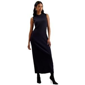 Ted Baker WMD-SANDIII-Geribbelde Ronde Hals Gebreide Kolom Maxi Jurk Navy, marineblauw, 42
