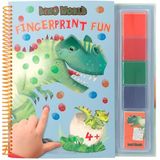 Depesche 12106 Dino World - Fingerprint Fun, kleurboek met 4 inktkussens, om met je vingers te kleuren