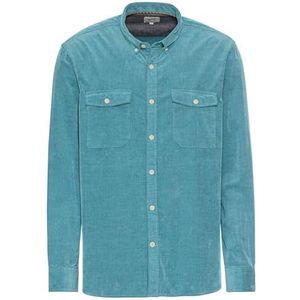 camel active Herenoverhemd met lange mouwen in regular fit van corduroy, blauw, XL