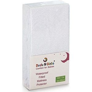 DUDU N Girlie Mini-matrasbeschermer voor babybed, 100 x 50 cm, geruisloze, waterdichte matrashoes, ruimtebesparend, hoeslaken, stille topper voor babybedje.