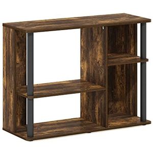 Furinno Stand met kunststof palen voor tv tot 40 inch, ontworpen hout, amber dennen/zwart