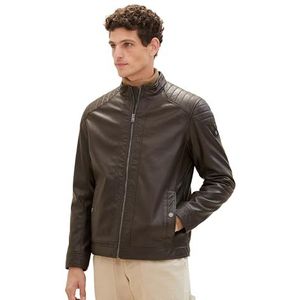 TOM TAILOR Mannen Bikerjack van kunstleer 1026337, 31523 - Espresso Brown Fake Leather, L