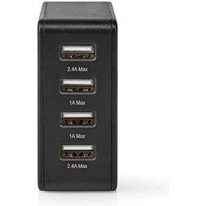 Nedis USB thuislader met 4 poorten - 4,8A / zwart