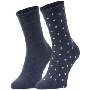 Tommy Hilfiger Dotted sokken voor dames, verpakking van 2 stuks, jeans, 35-38 EU
