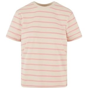 Urban Classics Dames T-Shirt Dames Gestreepte Boxy Tee lemonadepink/wit zand 4XL, Lemonadepink/Whitesand, 4XL