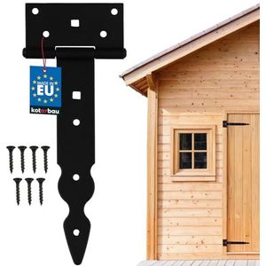 KOTARBAU® Kruishangen, T-scharnier, 200 mm, decoratieve laadband, gepoedercoat, zwart