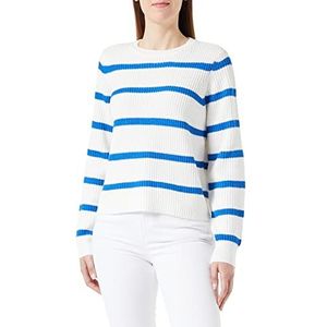 PIECES Pcosilla Ls O-Neck Knit Noos Bc Pullover voor dames, Cloud Dancer/Stripes: Princess Blue, XL