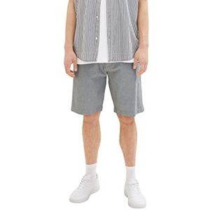 TOM TAILOR Denim Heren Regular Fit Chino Shorts, 29653 - zwart wit chambray, XL