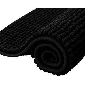 subrtex Badmat, extra absorberend, douchemat van microvezel, chenille, machinewasbaar (40 x 60 cm, zwart)