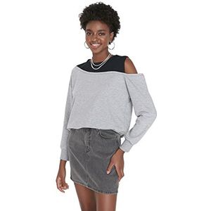 Trendyol Katoenmix Sweatshirt - Grijs - Getailleerd M Grijs, Grijs, M