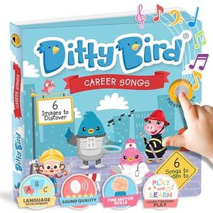 DITTY BIRD Career Songs Kinderliedjes geluidenboek - Babyspeelgoed met muziek en geluid. Met 6 geluidsknoppen om Engels te leren. Perfect voor kinderen vanaf 1 jaar die tweetalig worden opgevoed.
