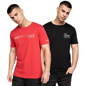 Crosshatch - Heren Casual Multipack T-shirts met korte mouwen, Baxley/Rood-zwart, M