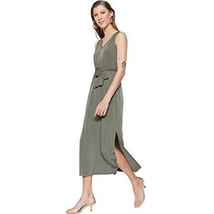 Trendyol Dames A-lijn Regular fit gebreide jurk, kaki, XL, Kaki, XL