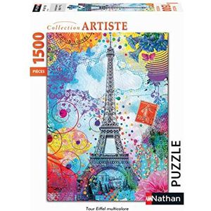 Nathan - Puzzel 1500 stukjes - Kleurrijke Eiffeltoren - Lars Stewart - Volwassenen en kinderen vanaf 14 jaar - Hoogwaardige puzzel - Artist Collection - 87813