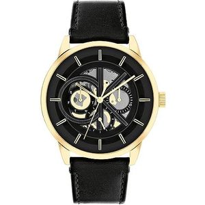 Calvin Klein Heren analoog quartz horloge met lederen band 25200217, Zwart