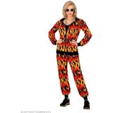 Widmann - Kostuum trainingspak in vlammen, vuurpak, hel, jaren 80-outfit, joggingpak, bad-knop-outfit, Halloween