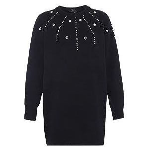 faina Stijlvolle gebreide trui met parels voor dames, zwart, maat XL/XXL, zwart, XL