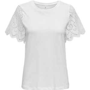 ONLY Dames Onlebba Life S/S Lace Top JRS T-shirt, wit, M