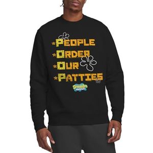 Spongebob Mensen bestellen onze Patties Crew Sweatshirt, Zwart, Large, Zwart, L