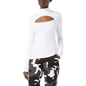 Urban Classics T-shirt met lange mouwen en uitgesneden coltrui voor dames voor dames, wit, XL