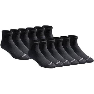 Dickies Men's Dri-Tech Moisture Control Quarter Socks (6, 12, 18 Pairs), Solid Black (12 Pairs), XX-Large