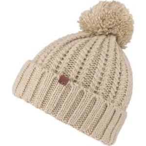 BICKLEY + MITCHELL Dames Cable Pompom Beanie Hat, zand, Eén maat