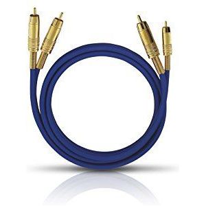 Oehlbach NF 1 Master 100 - Uitstekende analoge stereo audio cinch-kabel - 2x cinch/2x tulpstekker, volledig metalen stekker, afscherming - 1 m - blauw