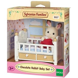 Sylvanian Families 5017 Chocoladehazen baby met babybed - poppenhuis speelset