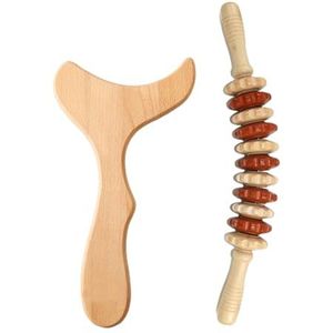 2 stuks/set anti-cellulitis diep weefsel hout massage tool Gua Sha houten kit of lymfatische drainage kits voor spierontspanning, lymfedrainage (wood)