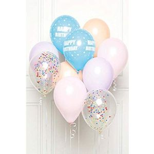 Amscan 9907425 - DIY ballonset Happy Birthday pastel, 10 ballonnen van latex, kleurrijk, voor verjaardagen, decoratie