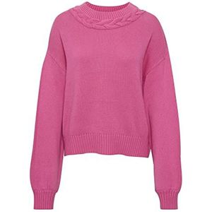 KAFFE Gebreide damestrui, oversized, pasvorm, heuplengte, lange mouwen, ronde hals, Schokkend Roze, XL