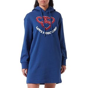 Love Moschino Lange dameshoodie met ketting met hartvormige print, blauw, 48