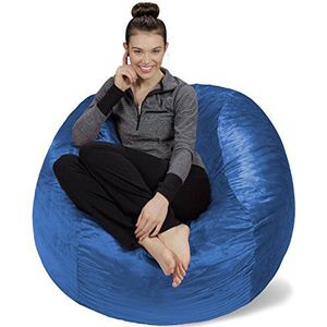 Sofa zak - pluche, ultrazachte zitzak - zitzak van traagschuim met microsuède bekleding - gevulde lucht met schuim en accessoires voor slaapzaal - koningsblauw 4 '