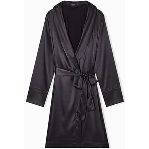 Emporio Armani - Satijnen Kanten Jurk - Zwart - Nachthemd - Dames