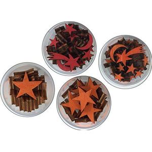 Petra's Bastel News 4-delige blikset Star II bestaande uit 4 verschillende ontwerpen in 4 kleuren hout, 1-2 cm