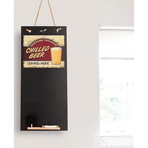 Chalkboards UK Chilled Beer Tall Thin Blackboard/Memo Kitchen Black Board met touw, dienblad en krijt. Booths Design Range, hout, 60 x 26,5 x 1 cm