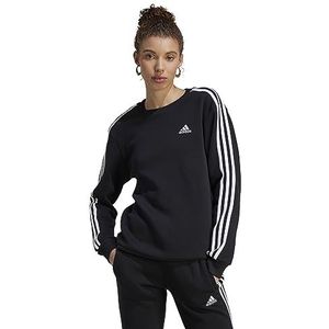 adidas Dames Essentials 3-Stripes Fleece Sweatshirt, Black/White, S