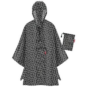 reisenthel Unisex Mini Maxi poncho regenjas (1 stuk), Signature Black, Eén maat, Regenponcho met twee drukknopen
