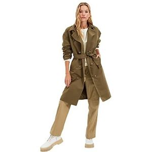 Trendyol Dames oversized parka reverskraag geweven trenchcoat, Kaki, 66