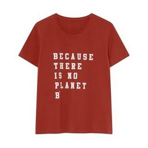 ECOALF - Stayalf T-shirt voor dames, biologisch katoen, ronde hals, korte mouwen, ademend, comfortabel, maat M, rood, Rood, M