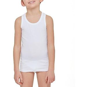 POMPEA Tanktop Boy onderhemd voor kinderen en jongeren, Wit, 8-9 jaar