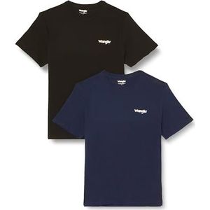 Wrangler Heren 2-PACK Sign Off Tee T-shirt, True Navy, Large, True Navy, L